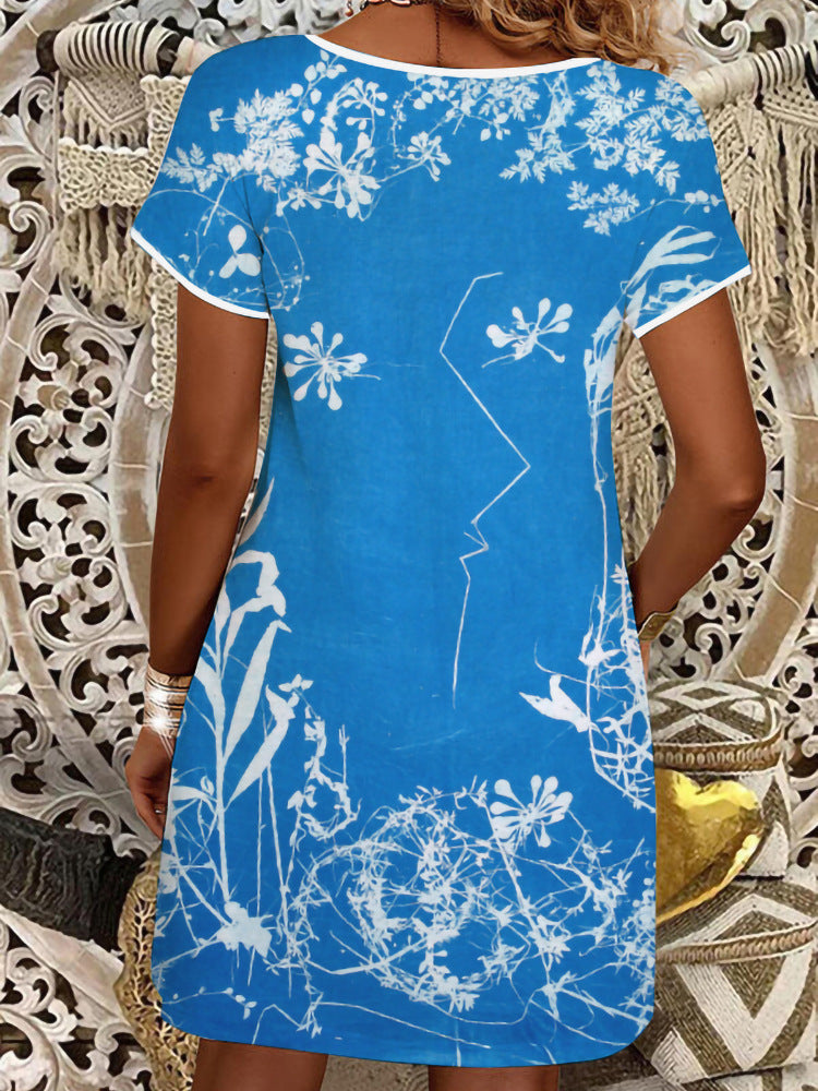 Damen Sommerliches T-Shirt-Kleid mit floralem Print Echo Archiv