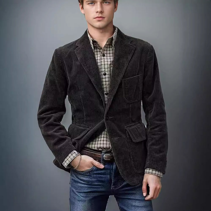 Herren modischer Cordblazer mit mehreren Taschen und eleganter Passform Echoarchiv