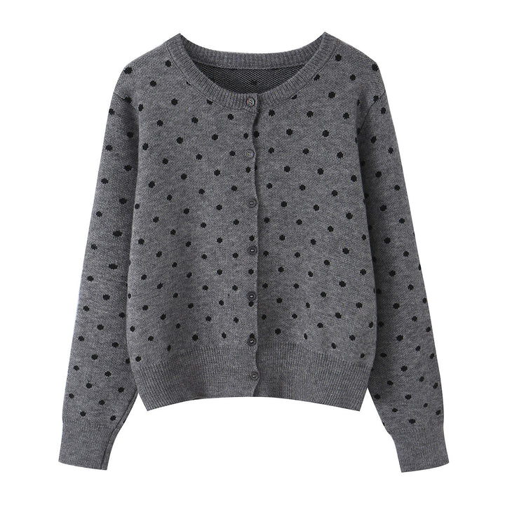 Damen nan feiner gestrickter Rundhals-Pullover mit Pünktchen-Jacquard und kurzem Taillenbund Echo Archiv