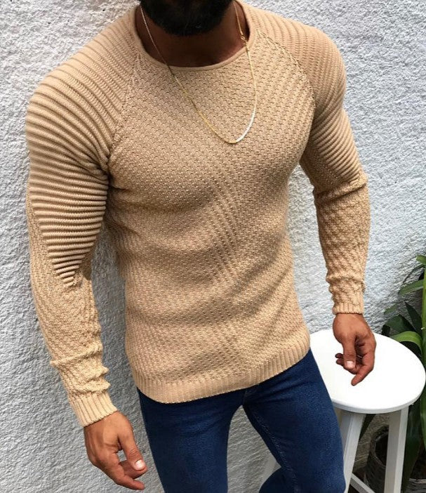 Herren nan strukturierter Slim-Fit Raglanpullover aus feinem Rippen- und Waffelstrick Echo Archiv