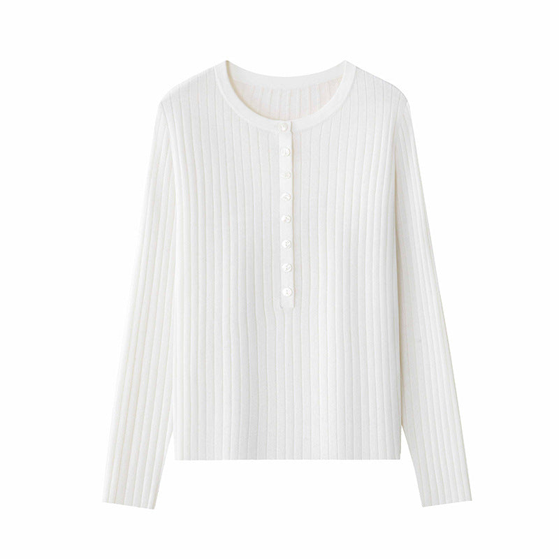 Damen Feinstrick-Pullover mit Henley-Knopfleiste und Rippenstruktur Echo Archiv
