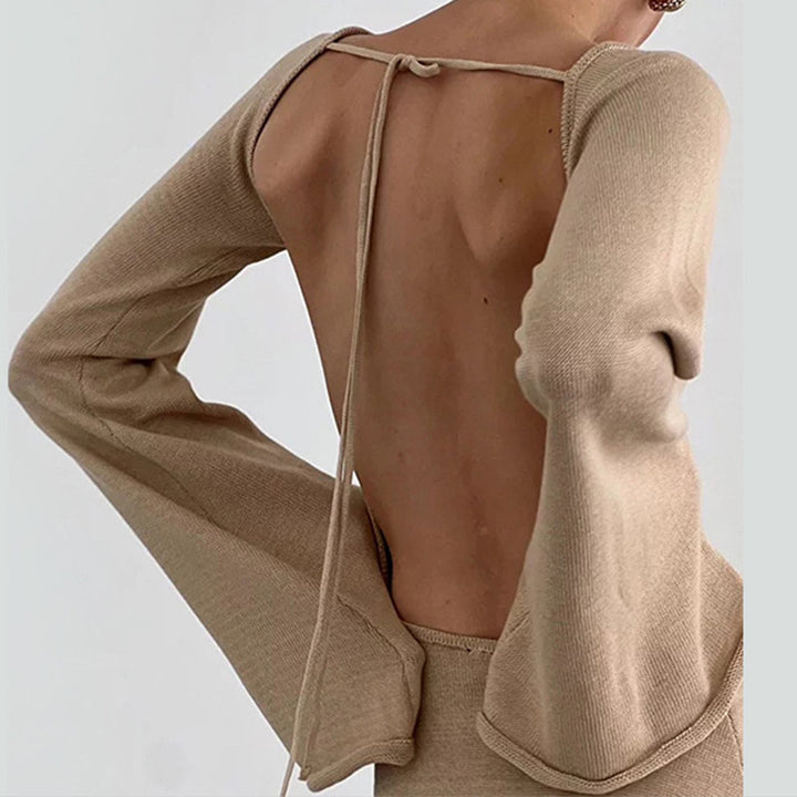 Damen lässiges Strickkleid mit weiten Ärmeln und Rundhalsausschnitt Echo Archiv