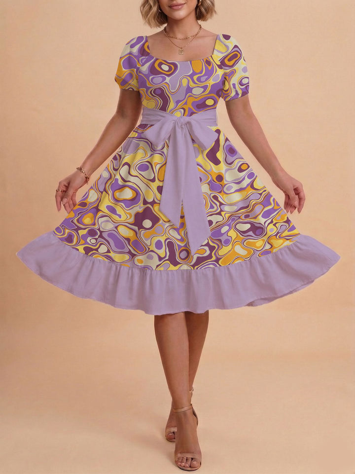 Damen Verspieltes Maxikleid mit Bärenmuster und taillierbarem Band Echo Archiv