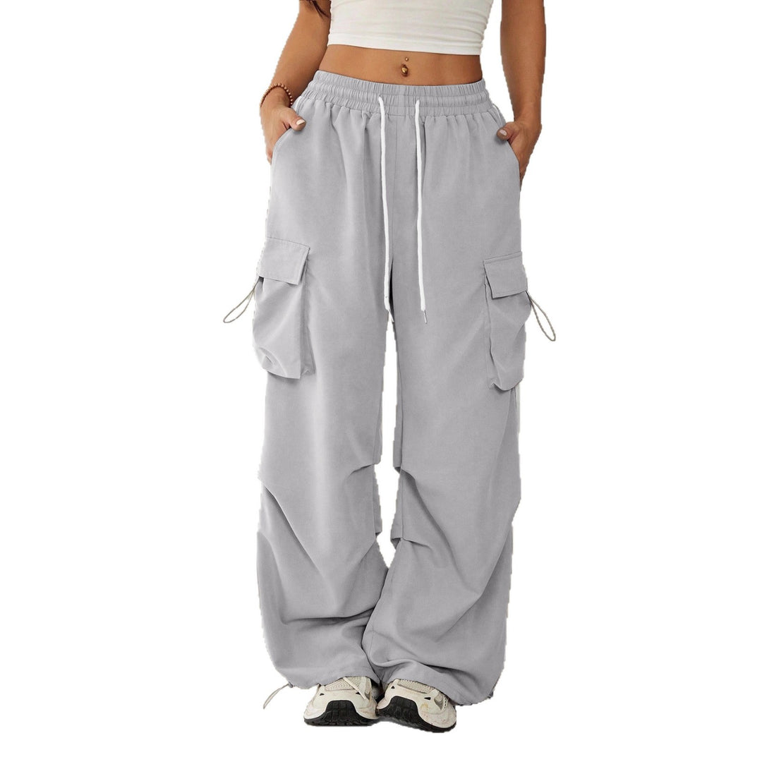 Damen Weite Cargo‑Loungehose mit Gummibund, Tunnelzug und großen Klappentaschen – Avérine