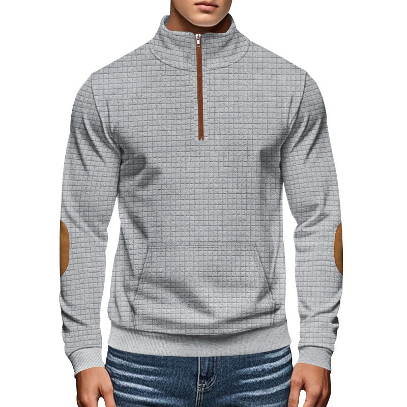 Herren sportlicher Pullover mit halbem Reißverschluss und strukturierter Oberfläche Echoarchiv