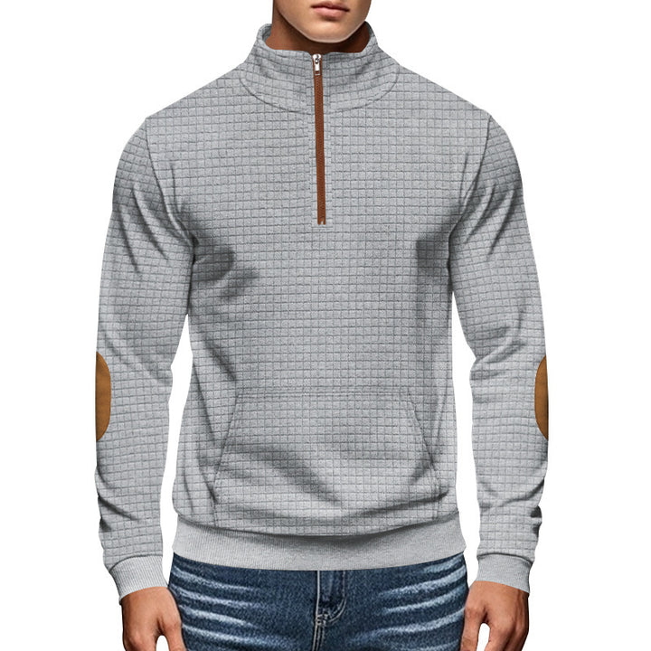 Herren sportlicher Pullover mit halbem Reißverschluss und strukturierter Oberfläche Echoarchiv