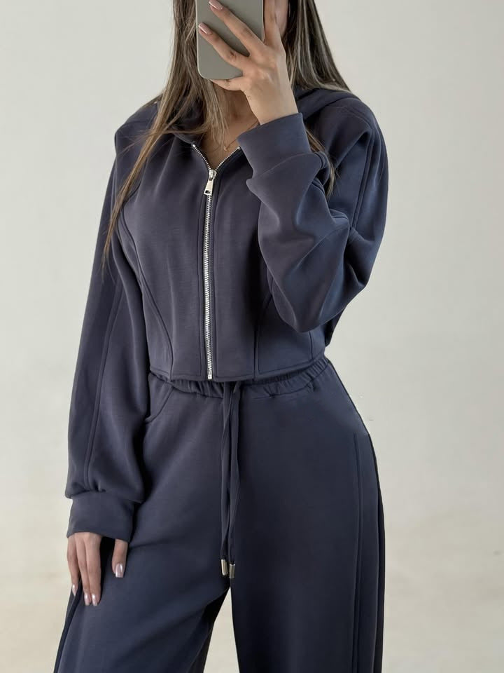 Damen nan weite Highwaist-Loungehose mit Tunnelzug, Eingrifftaschen und Ziernähten Echo Archiv