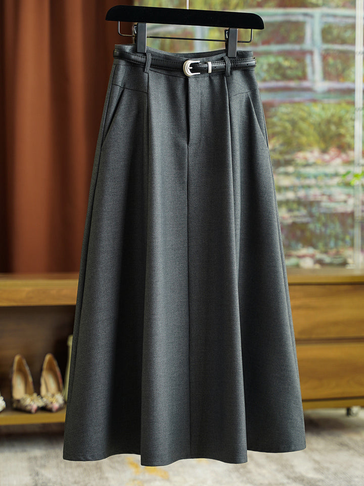 Damen Eleganter Midirock mit Taillengürtel Echoarchiv