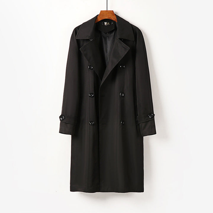 Herren Wasserabweisender Doppelreihiger Trenchcoat mit breitem Revers und knieumspielender Länge Echoarchiv