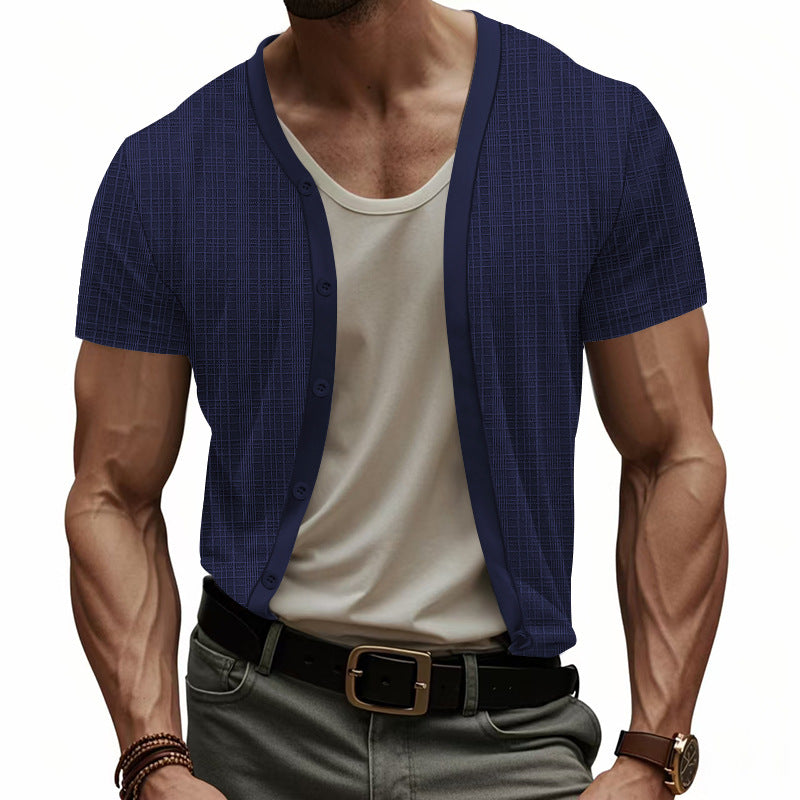 Herren kurzärmliges Cardigan Hemd Echoarchiv