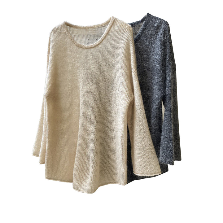 Damen Mohair-Optik Lounge-Set mit Oversize-Rundhalspullover und gerader Strickhose Echoarchiv