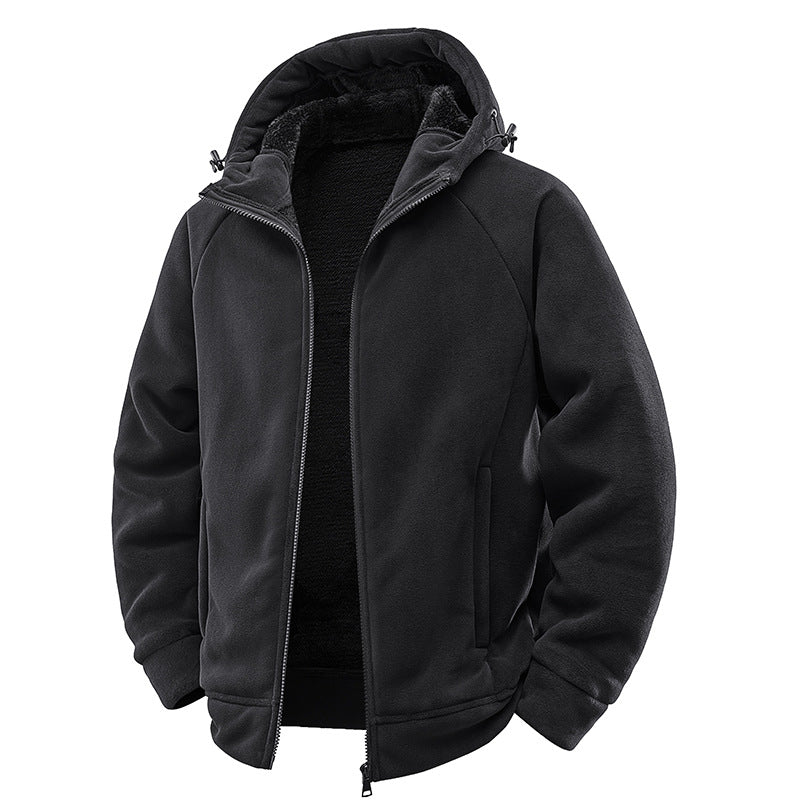 Herren Teddygefütterte Fleece‑Kapuzenjacke mit Thermofutter, durchgehendem Reißverschluss & Eingrifftaschen Echoarchiv