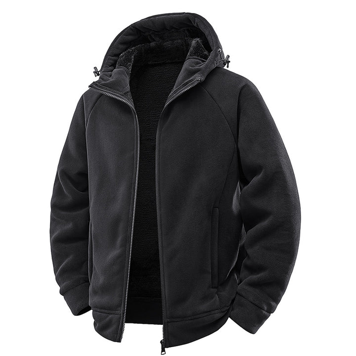 Herren Teddygefütterte Fleece‑Kapuzenjacke mit Thermofutter, durchgehendem Reißverschluss & Eingrifftaschen Echoarchiv
