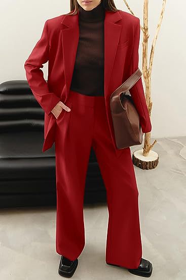 Damen Zweiteiliges Oversize-Blazer- und High‑Waist‑Weitbein‑Hosen‑Set – Valéne