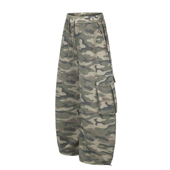 Damen Weite Cargohose im Camouflage-Design mit elastischem Bund und großen Taschen Echoarchiv