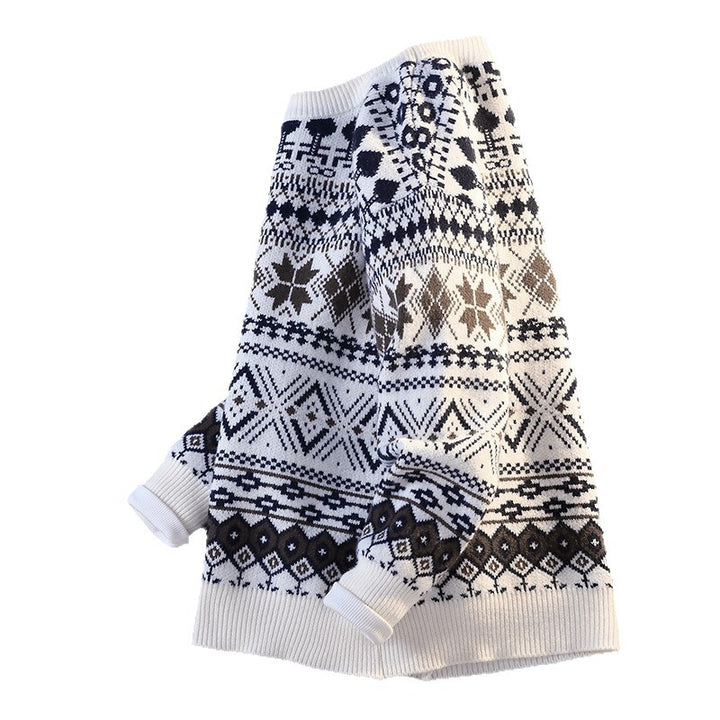 Herren gemusterter Pullover mit winterlichem Design und hohem Kragen Echoarchiv