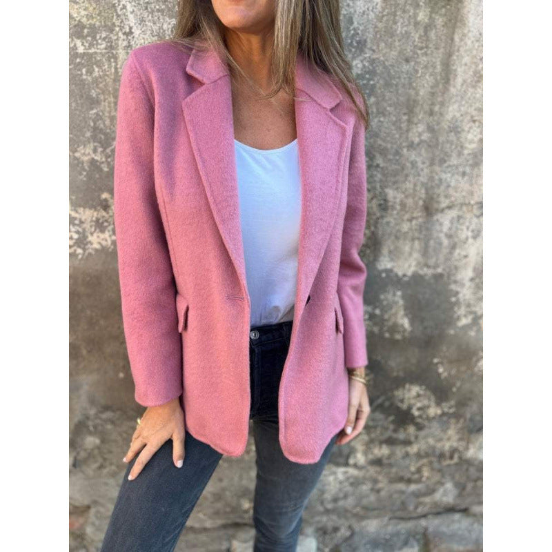 Damen Kastenförmiger Kurzmantel im Blazer-Look aus Wollmix mit fallendem Revers Echo Archiv