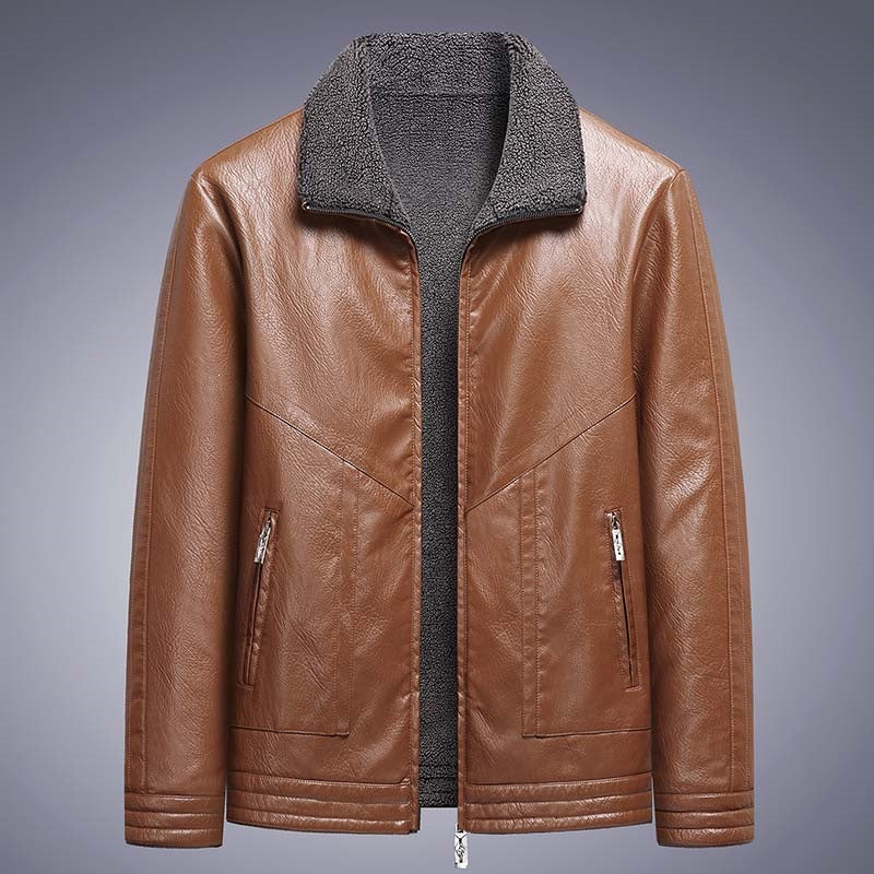 Herren Elegante Kunstlederjacke mit hohem Kragen – Valtoré