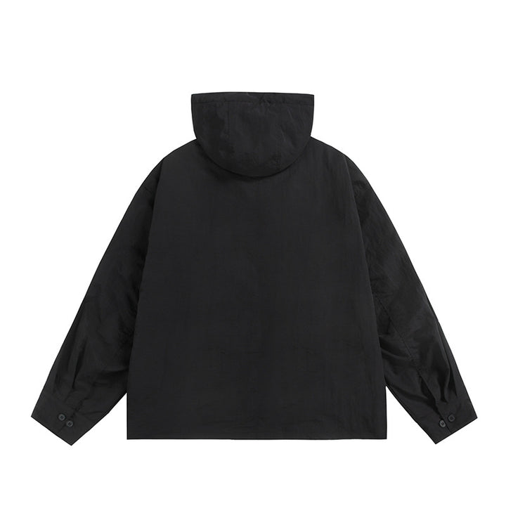 Unisex Ultraleichte Packbare Kapuzenjacke im Boxy-Relax-Schnitt mit Zwei-Wege-Metallreißverschluss Echoarchiv