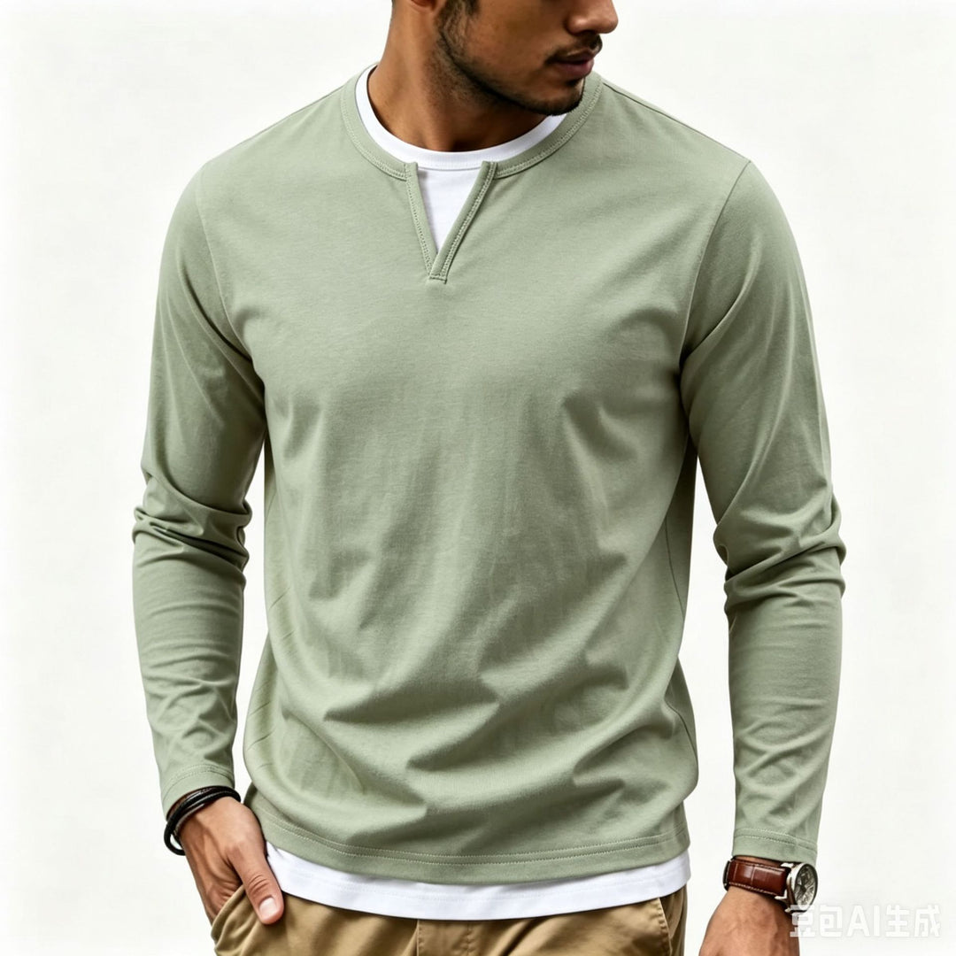 Herren Langarmshirt mit Schlitzkragen und schmaler Komfort-Passform Echo Archiv
