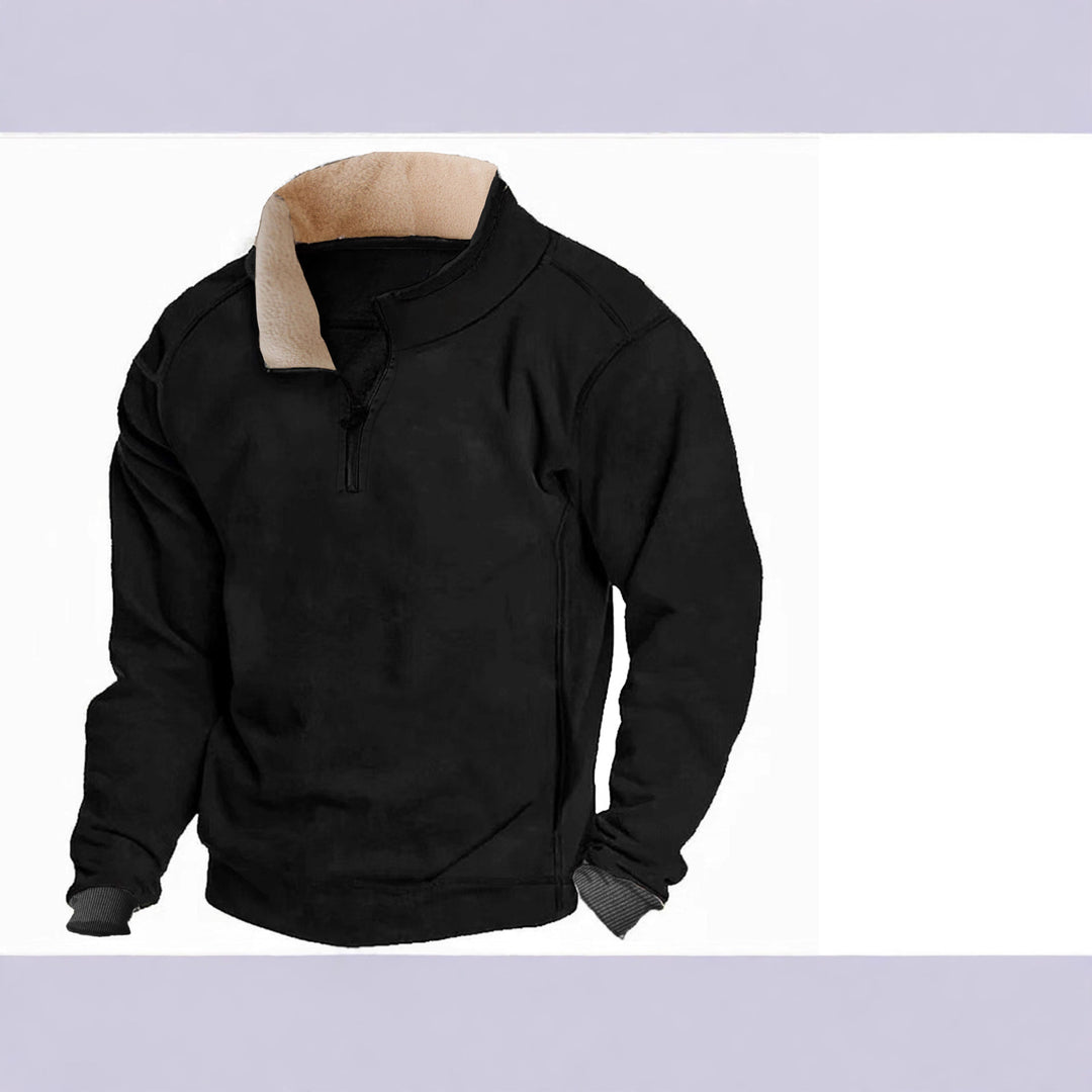 Herren Fleece-Pullover mit durchgehendem Reißverschluss und kontrastierendem Kragen Echoarchiv