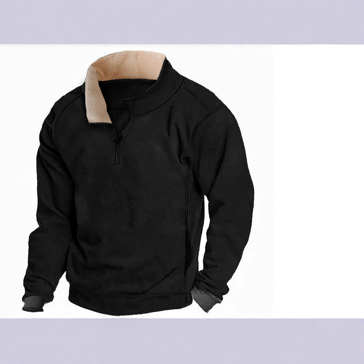 Herren Fleece-Pullover mit durchgehendem Reißverschluss und kontrastierendem Kragen Echoarchiv