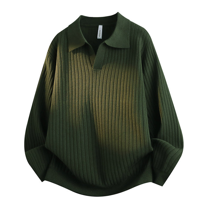 Damen Eleganter Grobstrickpullover mit Kragen – Mavelle
