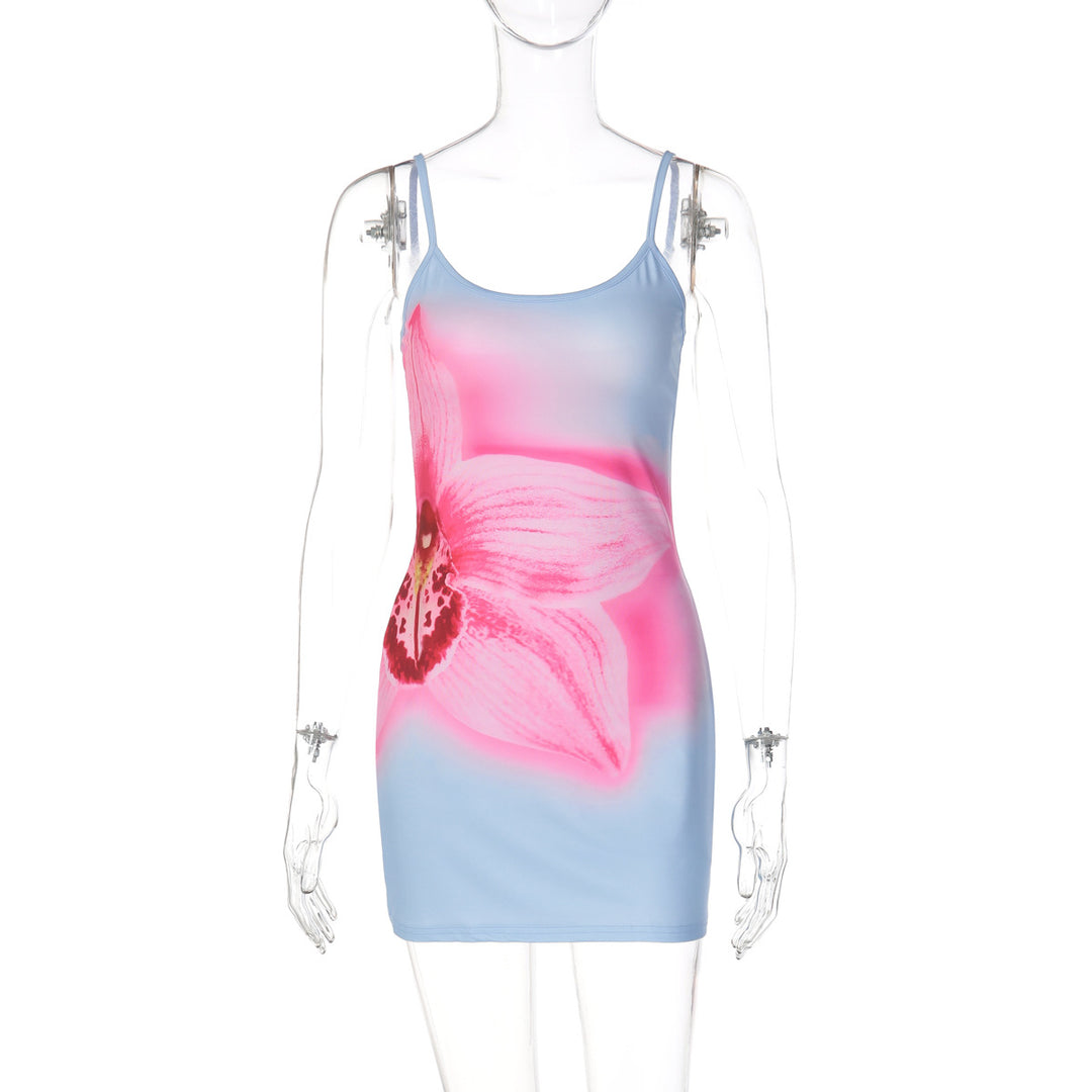 Damen Blütenmuster Minikleid mit feinen Spaghettiträgern Echo Archiv