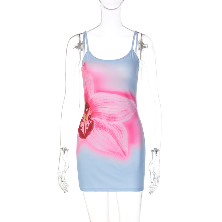 Damen Blütenmuster Minikleid mit feinen Spaghettiträgern Echo Archiv