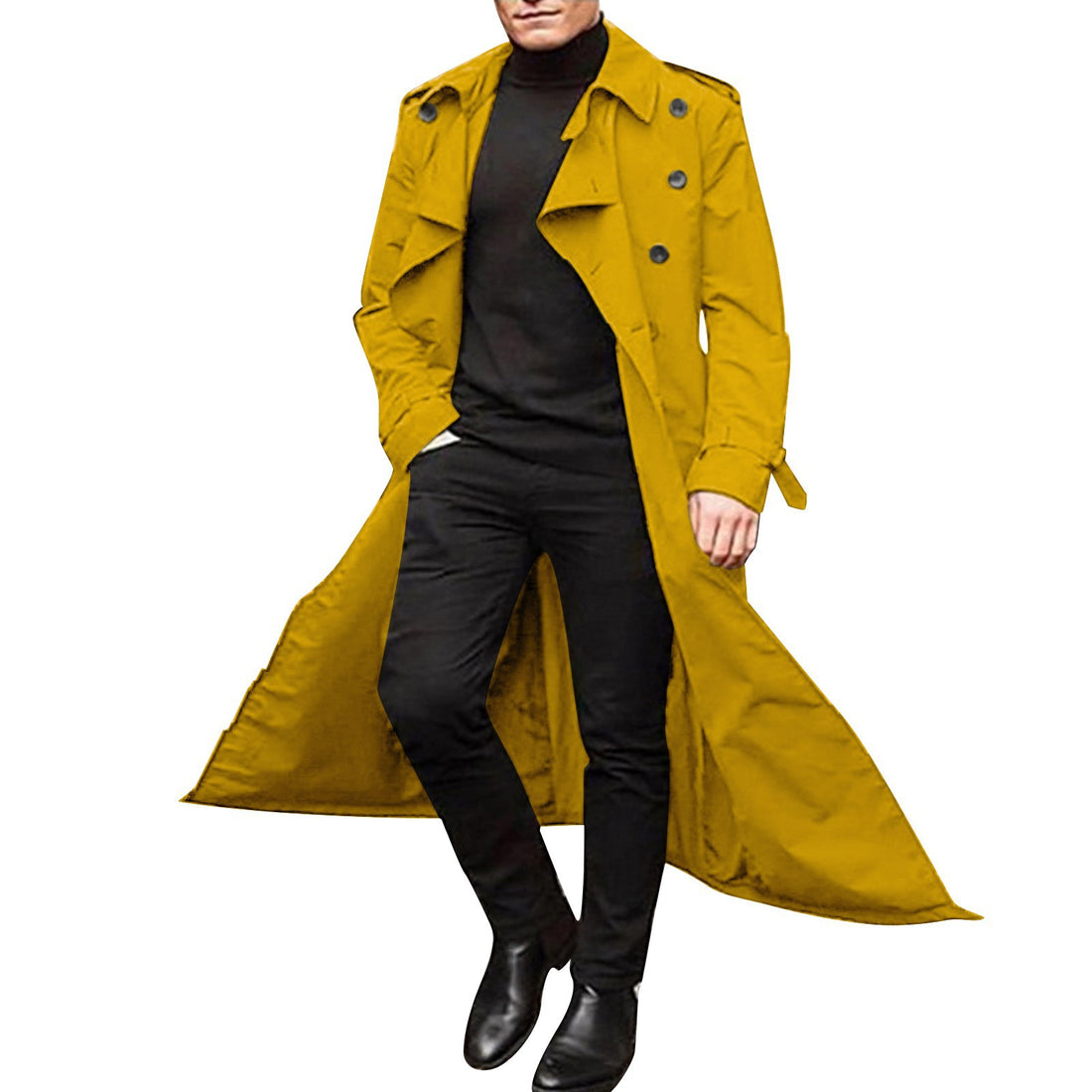Herren Trenchcoat mit doppelter Knopfleiste und urbanem Design – Marzano