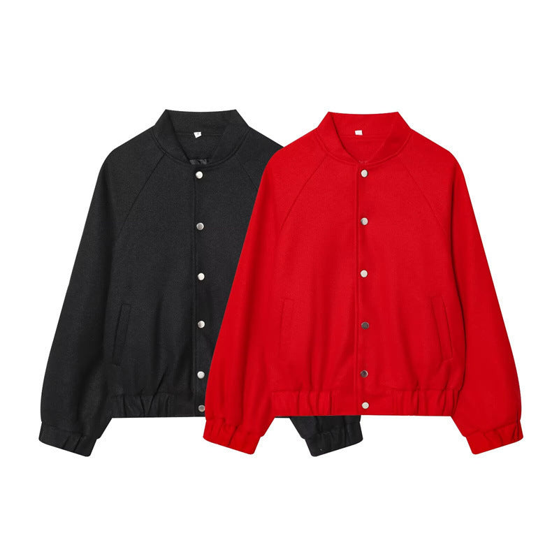 Damen Cropped Blousonjacke im Bomberstil mit Stehkragen, Druckknopfleiste und taillierendem Gummizug Echo Archiv