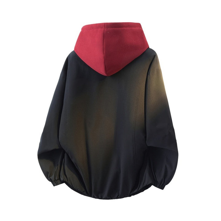 Unisex Oversize-Jacke im Lagenlook mit integrierter Kontrastkapuze und elastischem Saum Echoarchiv