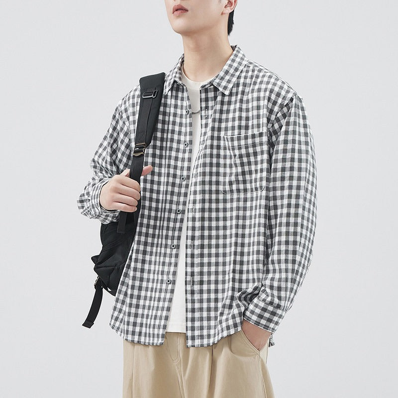 Herren Karierte Overshirt-Hemdjacke aus Baumwollmischung mit Brusttasche und lockerem Schnitt Echoarchiv