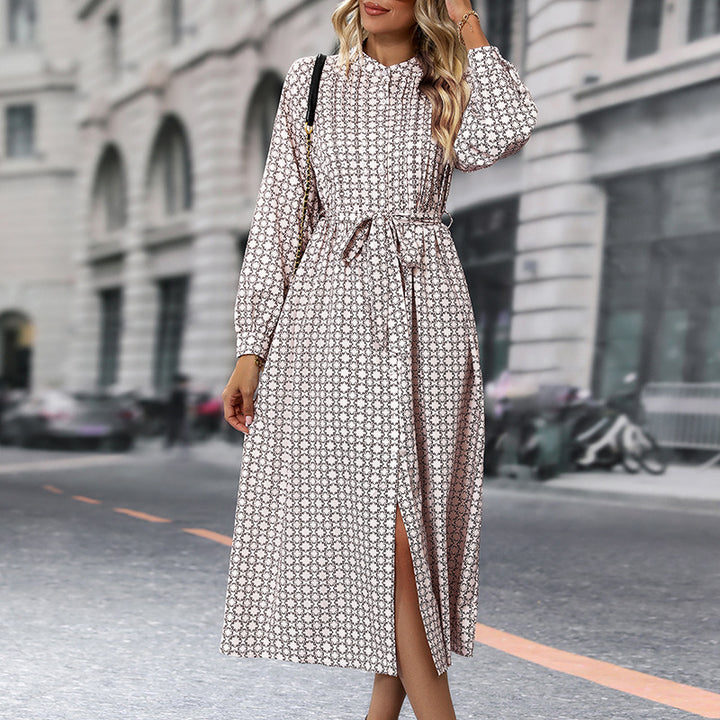 Damen Langarm Kleid mit Gürteldetail Echo Archiv