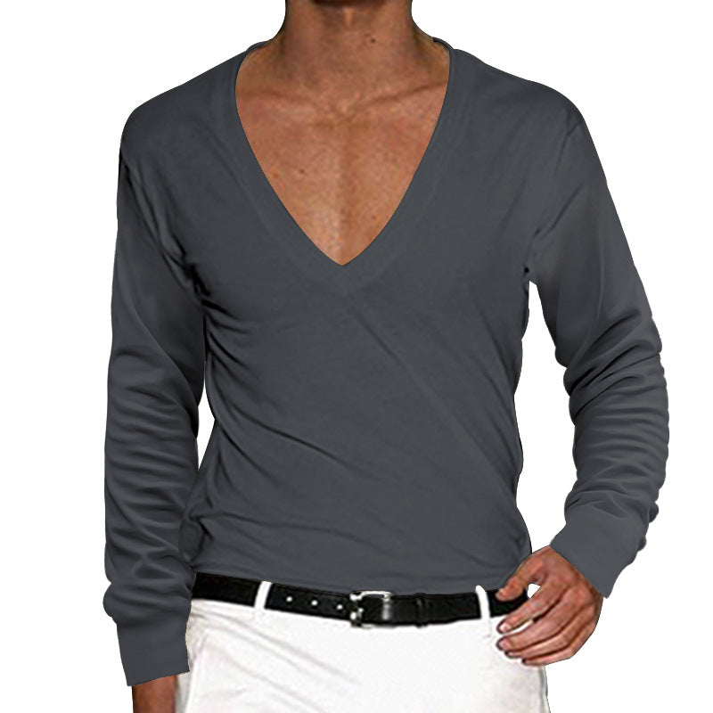 Herren lässiges V-Ausschnitt Langarmshirt Echoarchiv