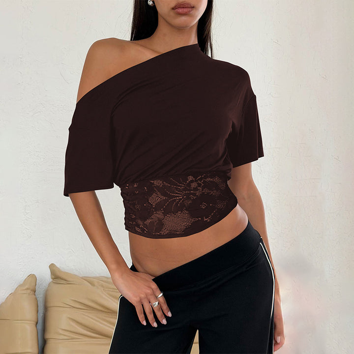 Damen Off-Shoulder Bluse mit Spitzenbund Echo Archiv