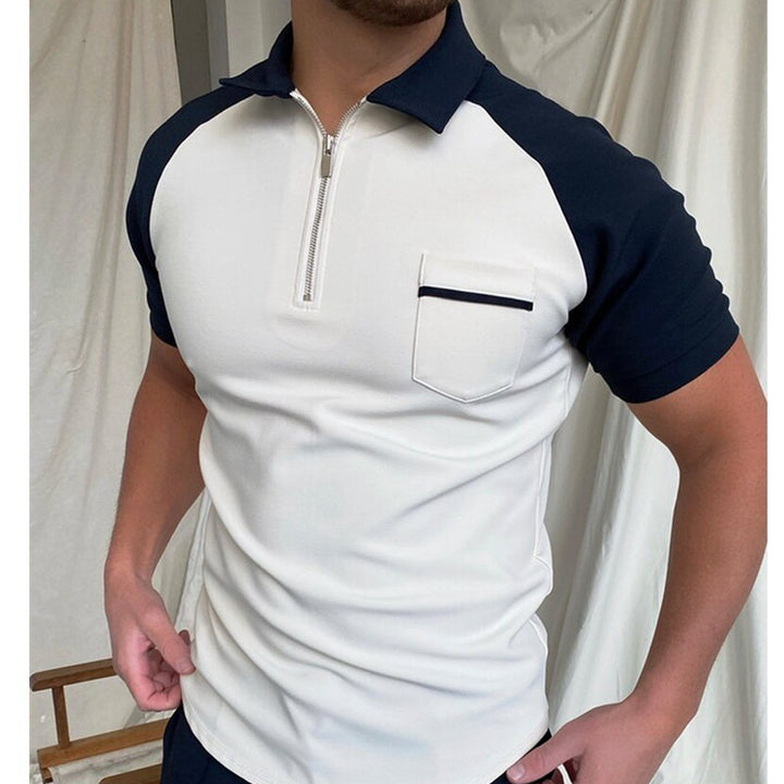 Herren Kurzarm Poloshirt mit funktionalem Reißverschluss und Brusttasche Echoarchiv