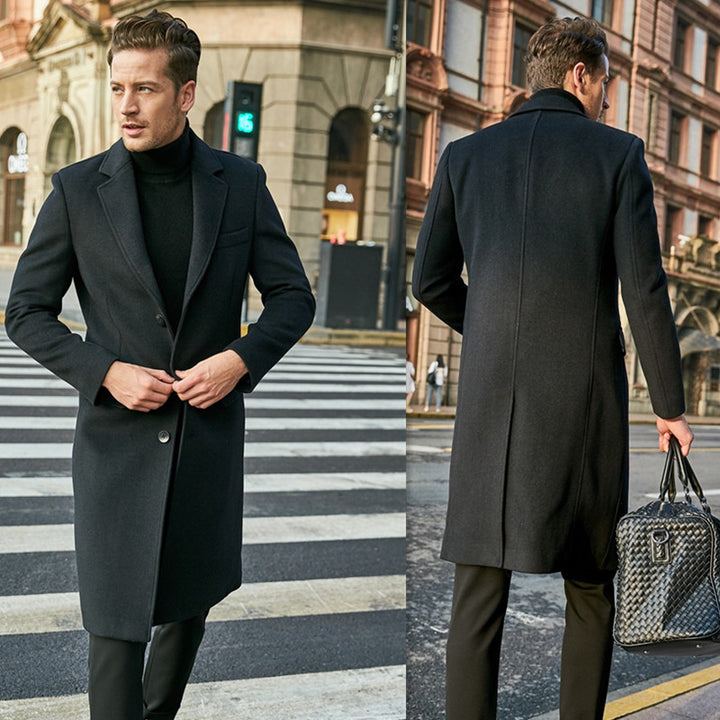 Herren eleganter Übermantel mit schmalem Schnitt und modernen Details Echoarchiv