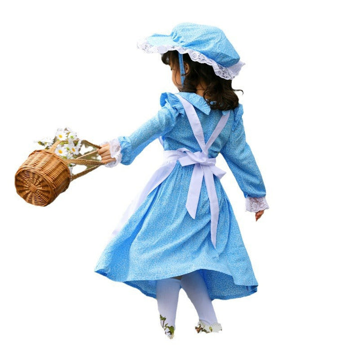 Damen Vintage Bauernkleid mit romantischen Rüschen und passendem Hut Echo Archiv
