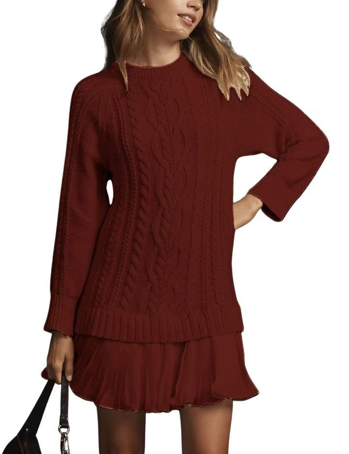 Damen nan Kabelstrick-Pullover mit Tunika-Schnitt, Zopfmuster und Rippbündchen Echo Archiv