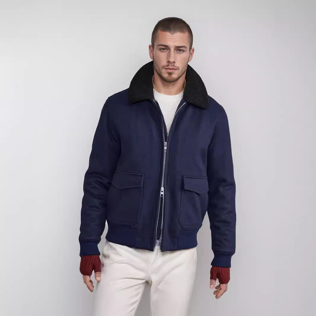 Herren kuschelweiche Winterjacke mit Teddykragen und aufgesetzten Taschen Echoarchiv