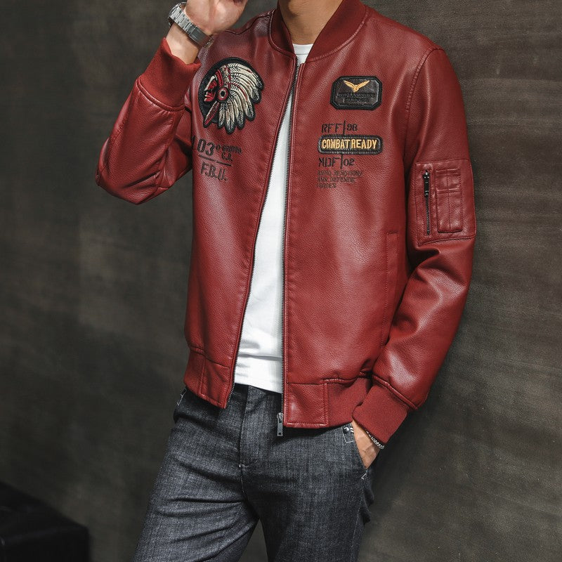 Herren Stylische Lederbomberjacke Echo Archiv