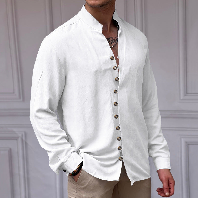 Herren modisches Langarmhemd mit Knopfdetails Echoarchiv