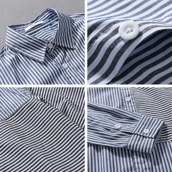 Herren Gestreiftes Patchwork-Hemd mit Brustpatch und Relaxed-Fit Echoarchiv