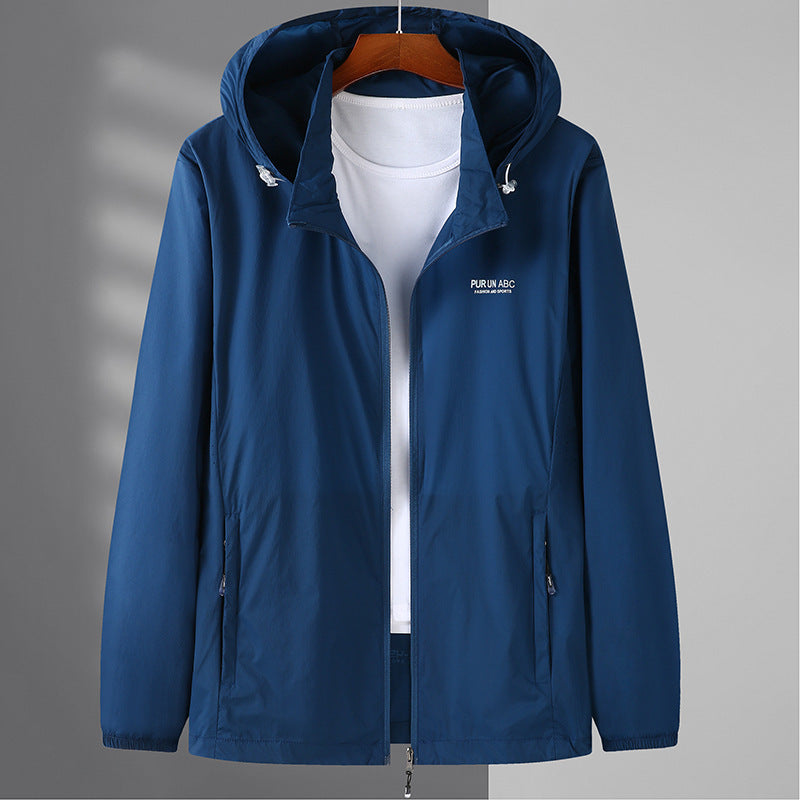 Herren Ultraleichte Packbare Kapuzen-Outdoorjacke mit Zwei-Wege-Reißverschluss – Taviero