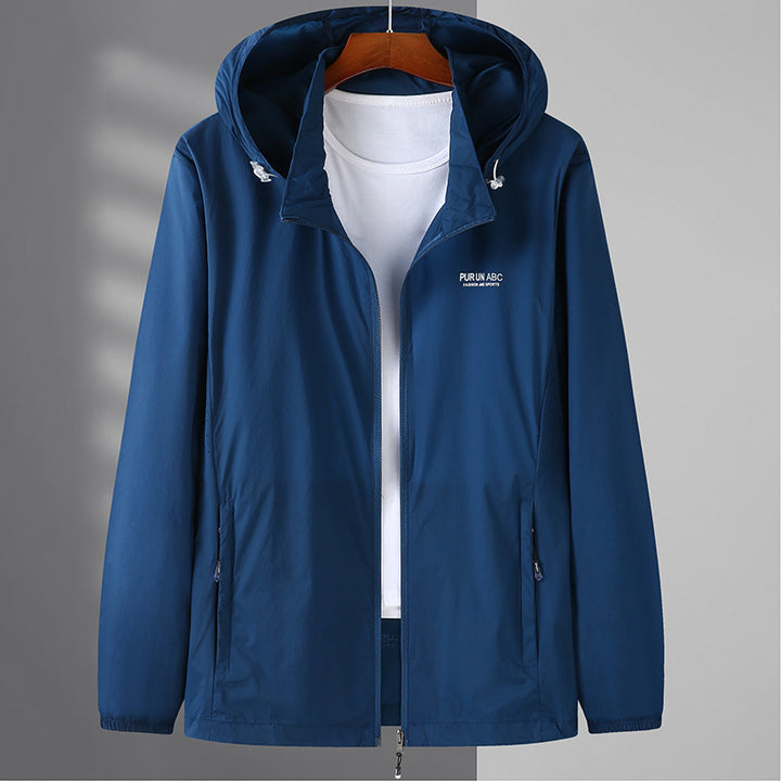 Herren Ultraleichte Packbare Kapuzen-Outdoorjacke mit Zwei-Wege-Reißverschluss – Taviero