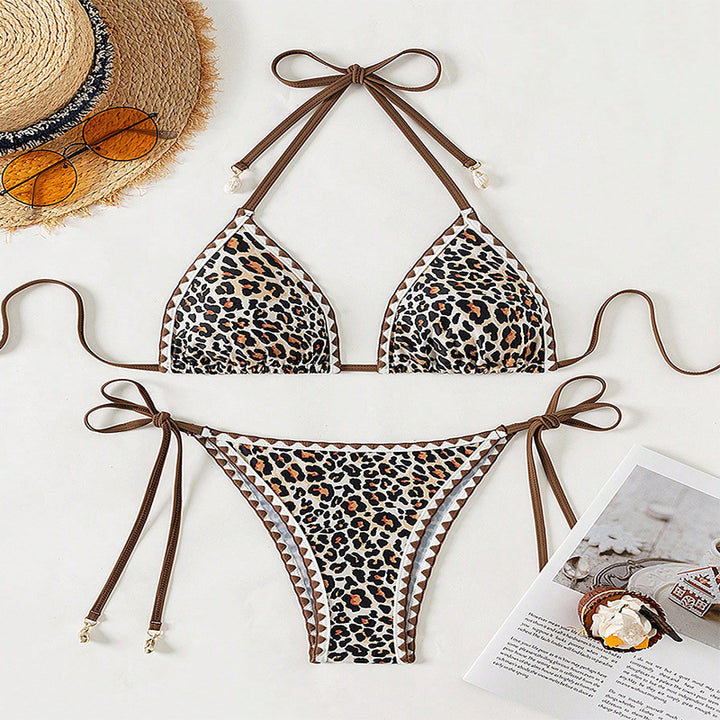 Damen Triangel-Bikini mit modischem Leoparden-Design und attraktiven Schnürdetails Echo Archiv