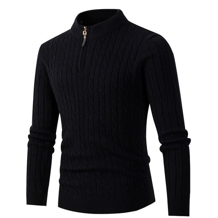 Herren Strickpullover mit Reißverschluss und strukturierter Rippoptik Echoarchiv