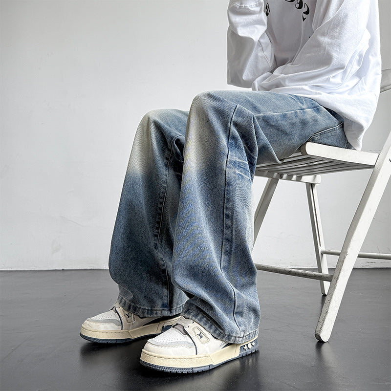 Herren weite Denim-Jeans mit einzigartiger Waschung Echoarchiv