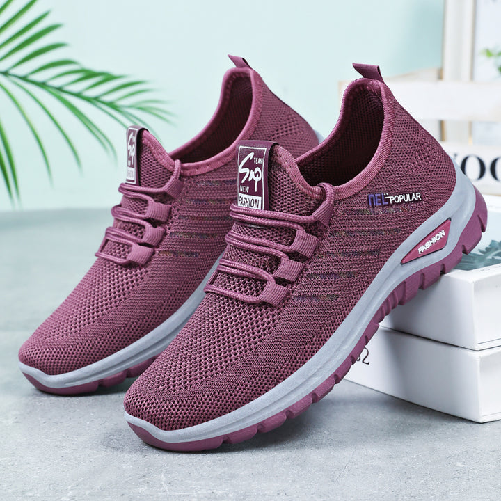 Damen nan leichte gestrickte Freizeitsneaker mit elastischem Schnellzug-Kordelsystem und stoßdämpfender EVA-Sohle Echo Archiv